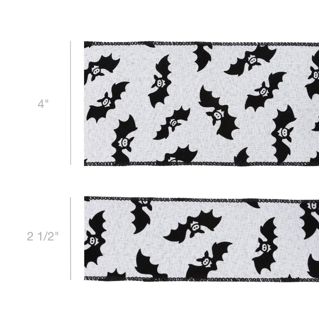 2 1/2" Wired Ribbon | Glittered Bats w/ Black Backing | 10 Yard Roll