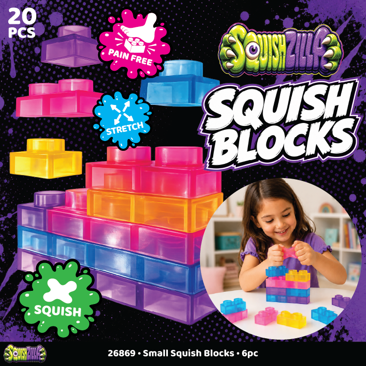 Fun Doh Squish Blocks Building Fidget Sensory Toy- Colors Vary