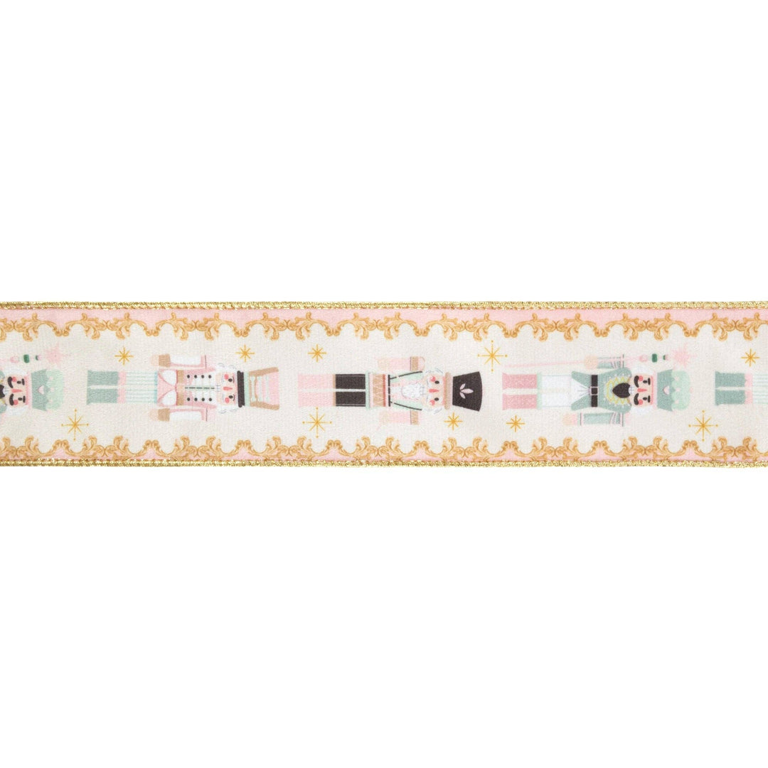 2 1/2" Wired Velvet Ribbon | Pink Nutcracker | 10 Yard Spool