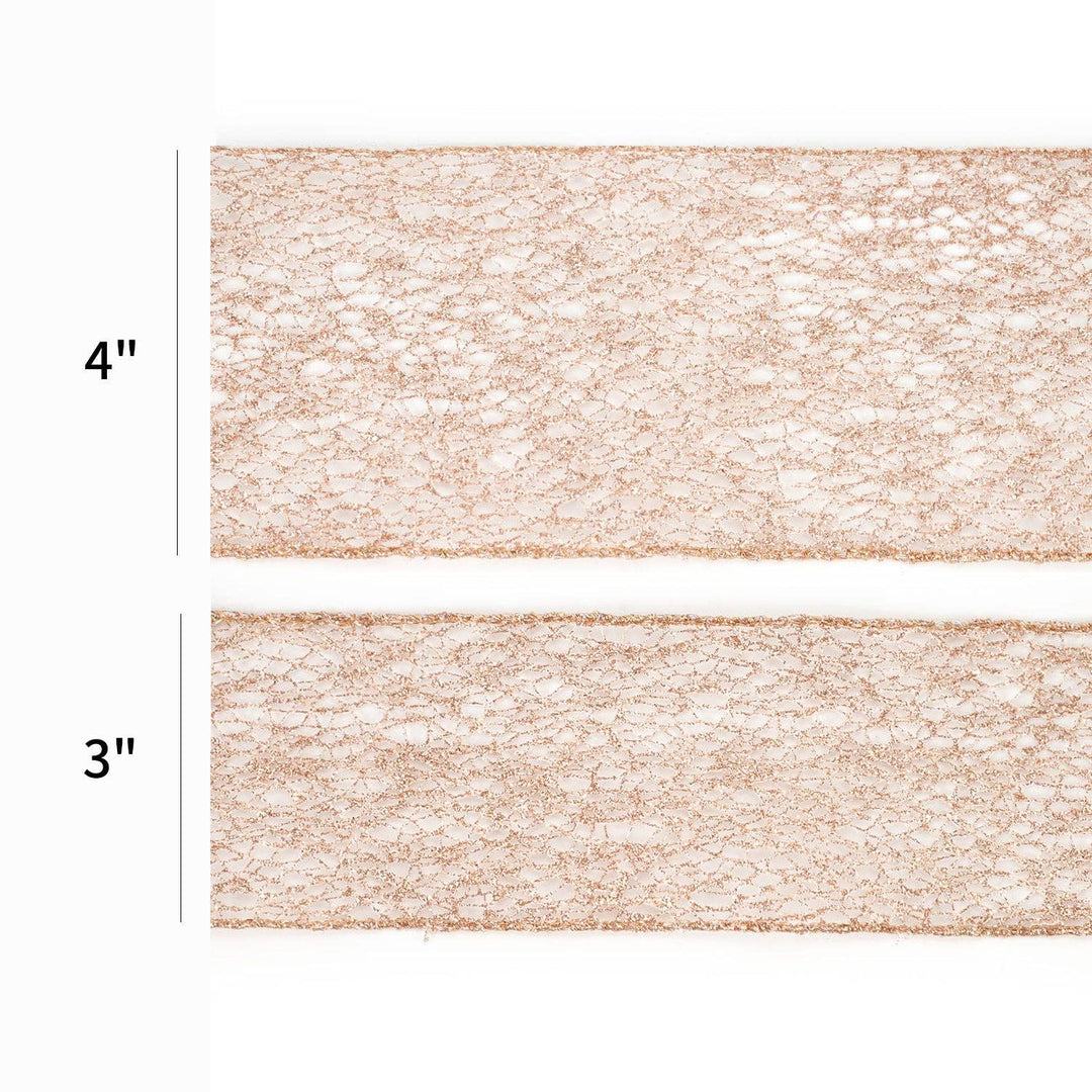 3" Mesh Wired Ribbon | Rose Gold | 10 Yard Roll