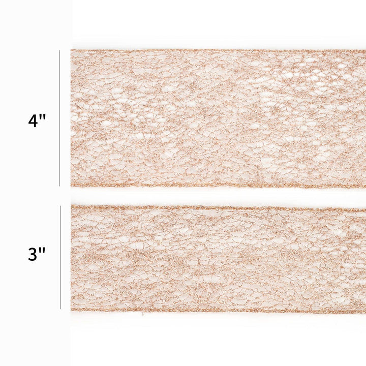 3" Mesh Wired Ribbon | Rose Gold | 10 Yard Roll