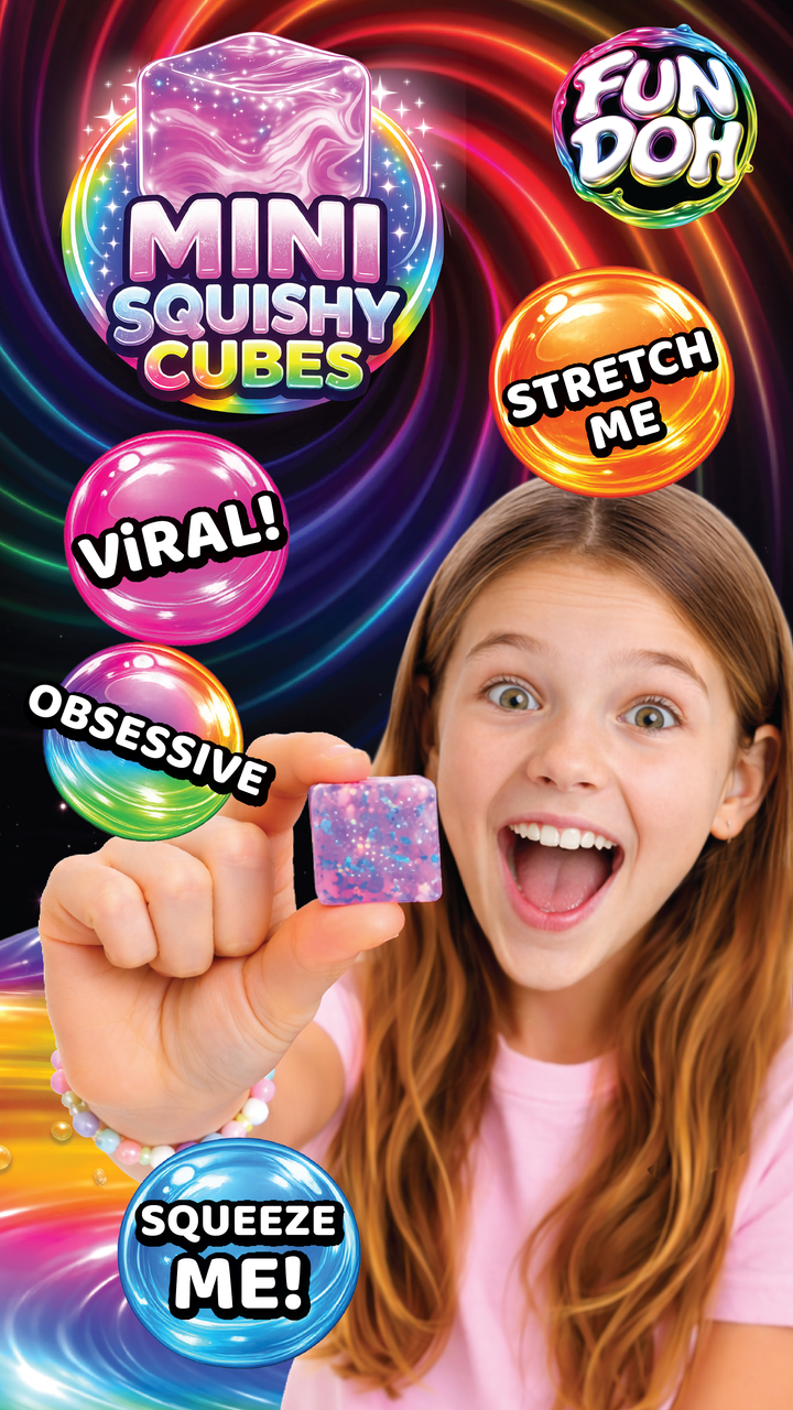 Fun Doh MINI Squishy Cube 2 Pack VIRAL Variety - Colors Vary Per Package