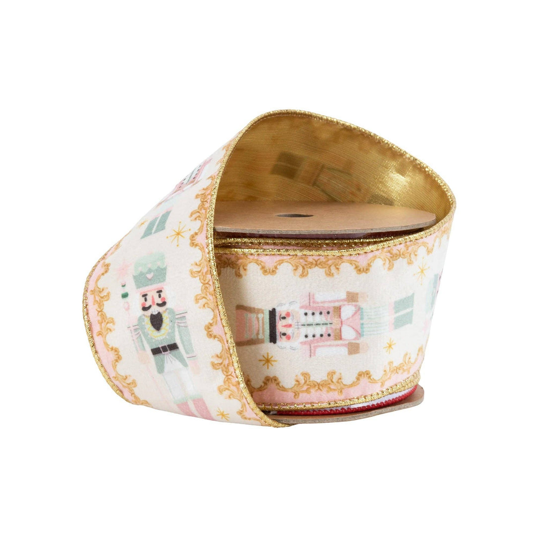2 1/2" Wired Velvet Ribbon | Pink Nutcracker | 10 Yard Spool