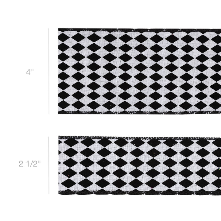 2 1/2" Wired Ribbon | Glittered Diamonds w/ Black Backing | 10 Yard Roll
