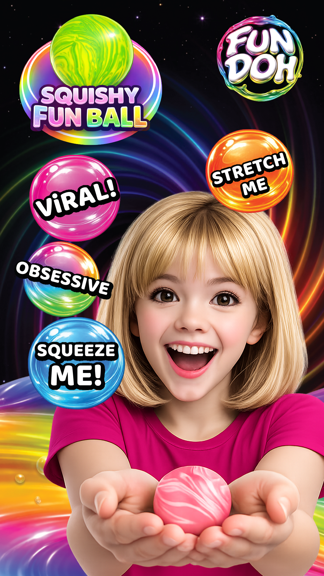 Fun Doh Squishy Fun Fidget Ball Boxed Assortment - Colors Vary