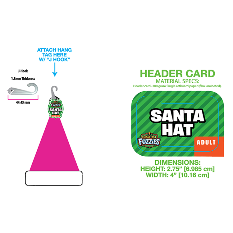 Christmas Santa Hat with Merchandising Hang Strip Assortment