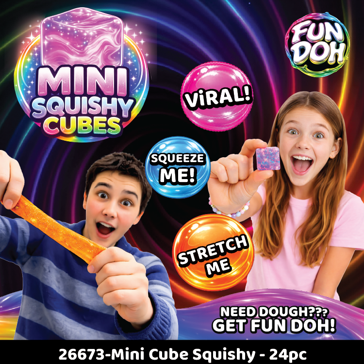 Fun Doh MINI Squishy Cube 2 Pack VIRAL Variety - Colors Vary Per Package