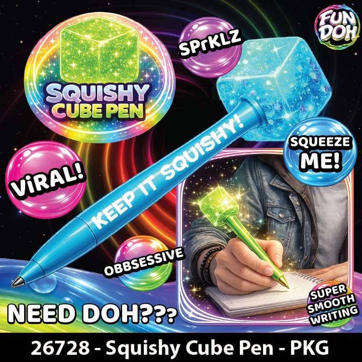 Fun Doh Desk Pops Squishy Cube Pen Assortment - Items Vary