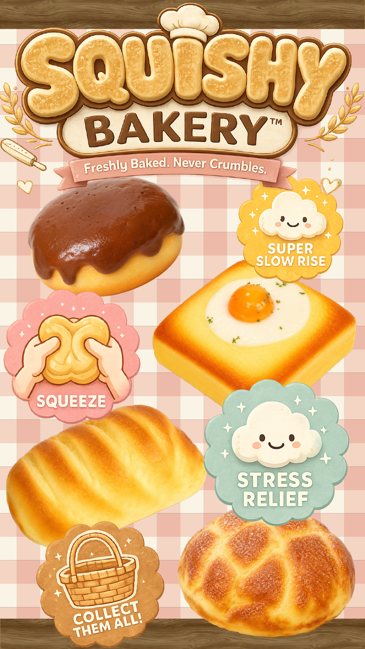 Fun Doh Bakery Slow Rise Squishy Bread Variety - Items Vary