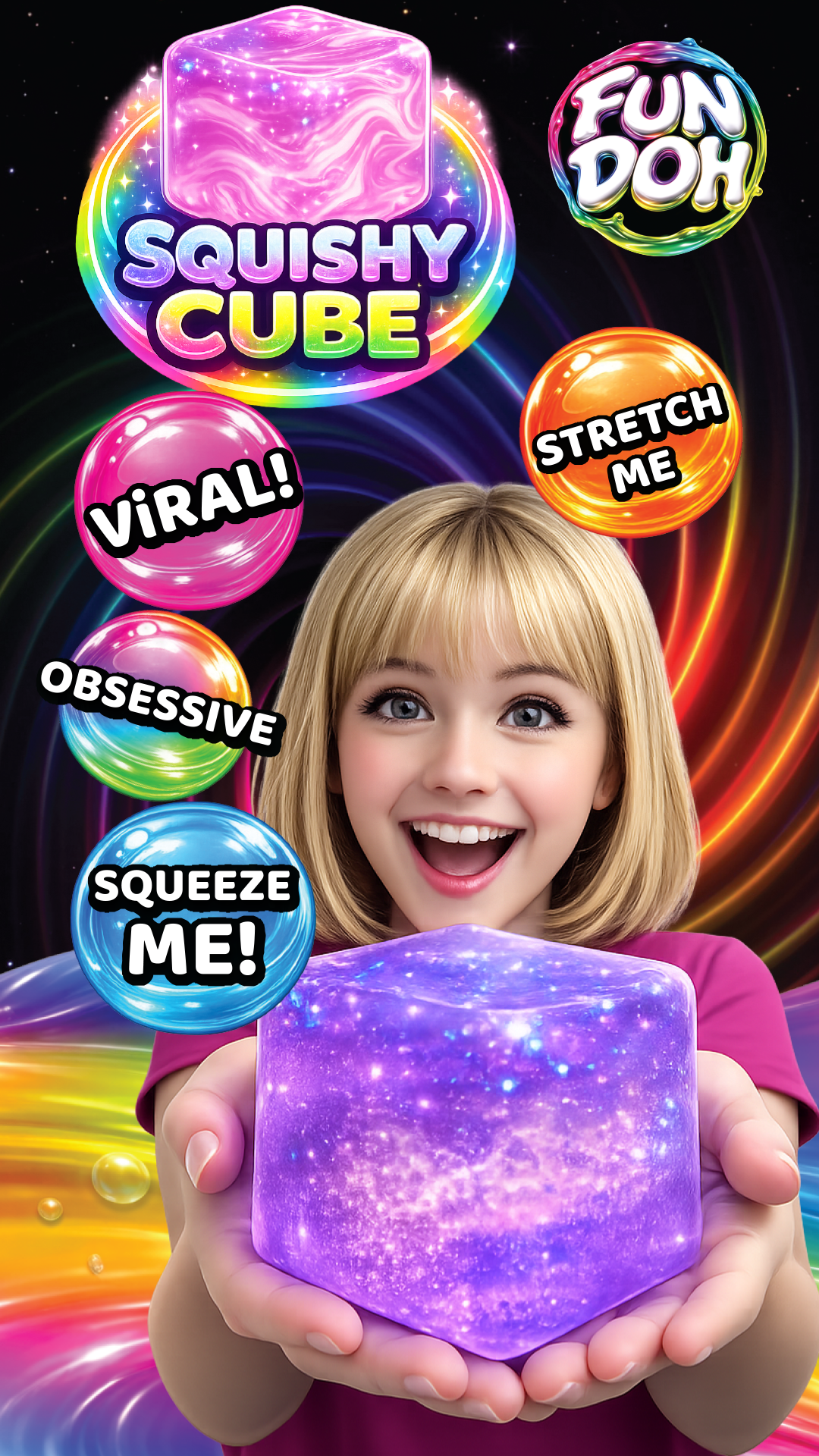 Fun Doh Squish & Squeeze Sparkle Cube Fidget Toy - Colors Vary