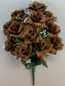 Artificial Rose Bush for Cemetery - 20" Satin Open Roses x 12