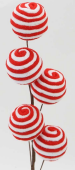GXL26730 25" Red/White Ball Ornament Spray x 5