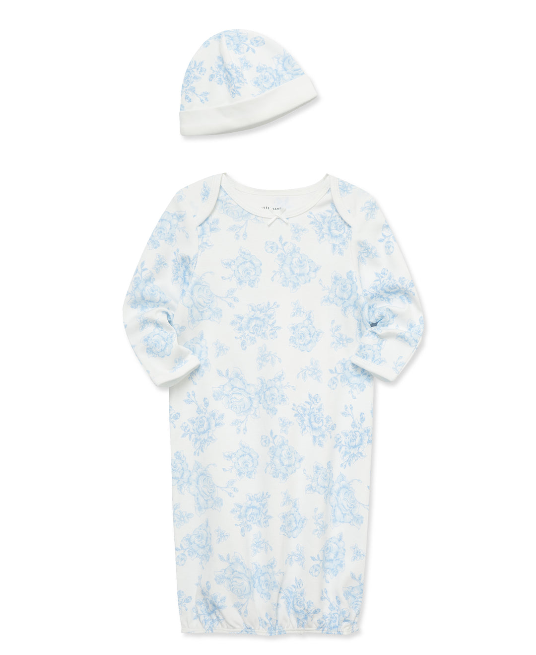 Gown & Hat "Blue Roses"  White & Blue by Little Me